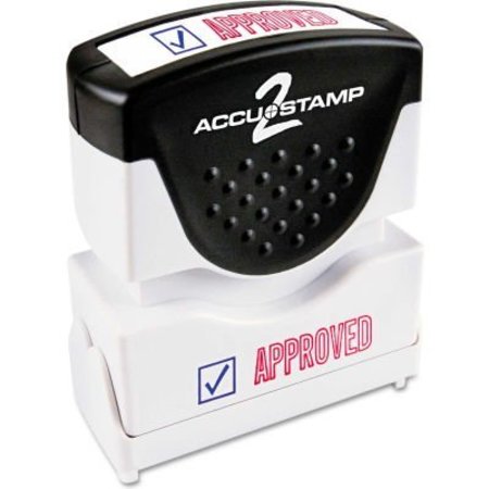 COSCO Accustamp2 Shutter APPROVED Stamp With Microban, 1-5/8"W x 1/2"D, Red/Blue 35525